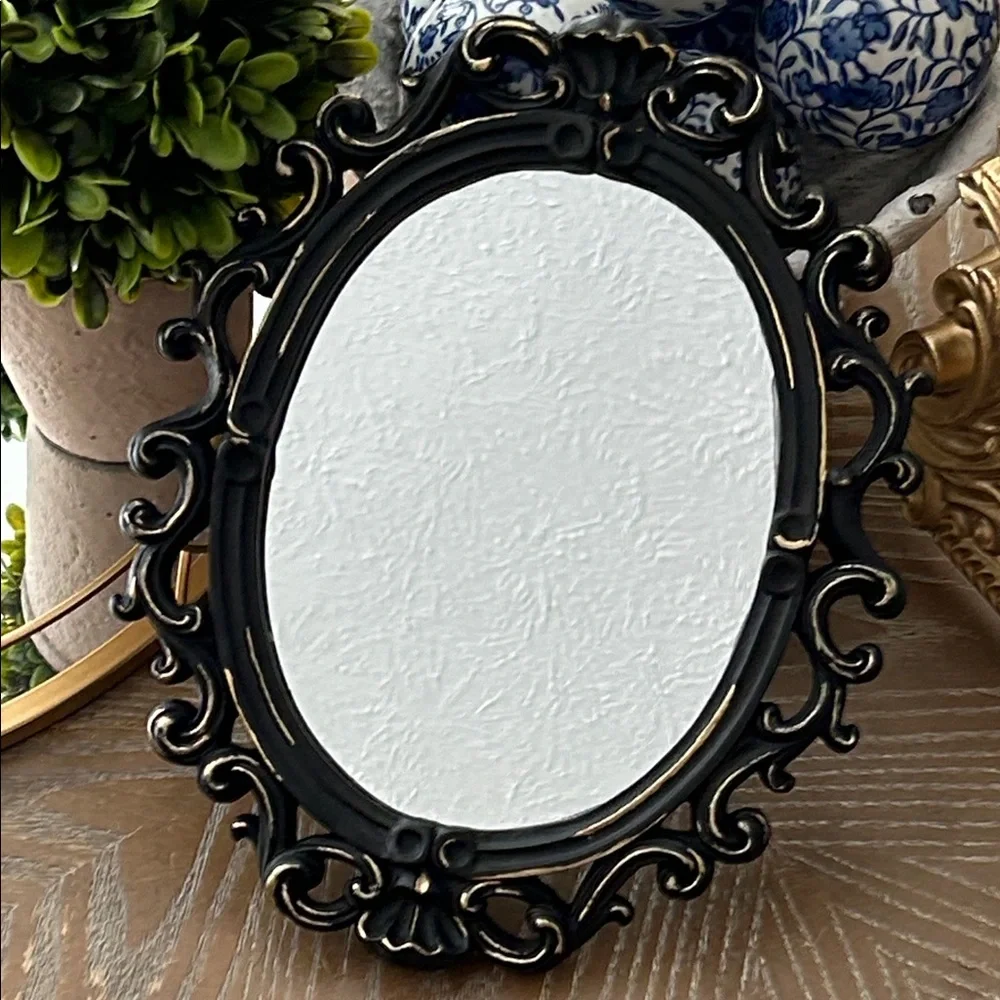 NEW! Vintage Inspired Elegant Black & Metallic Gold Oval Ornate Wall Mirror